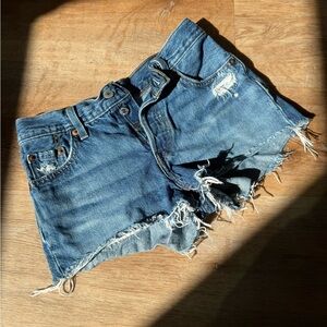 Women's Blue Denim Levi 501 Shorts